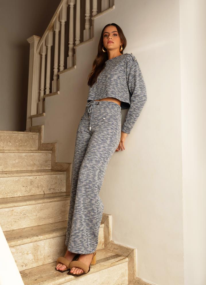 CALA MALHA TRICOT PANTALONA BLEU